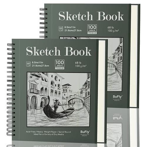 Sketch Book 8.5"x11", Spiral Sketchbook Pack of 2, SuFly 200 Sheets (68 lb/100gsm) Acid Free Sketch Pads for Drawing for Adults Spiral Bound with Hard Cover for Kids & Adults, 100 Sheets Each thumbnail 9