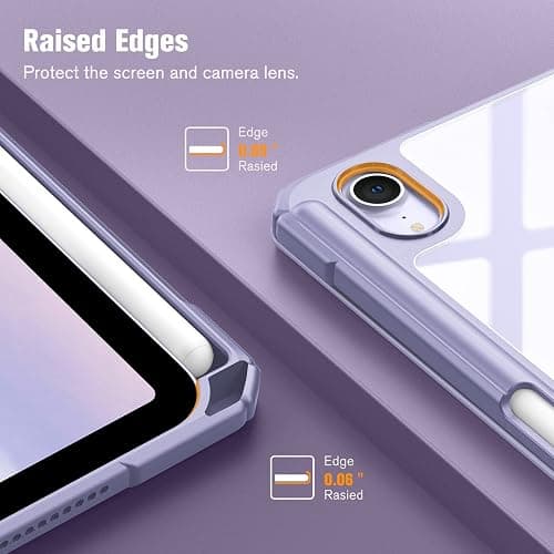 Fintie Hybrid Slim Case for iPad Mini 7 (A17 Pro, 7th Generation) 2024 / iPad Mini 6 (6th Gen) 8.3 Inch, [Built-in Pencil Holder] Shockproof Cover Clear Transparent Back Shell, Lilac Purple thumbnail 8
