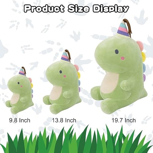 SQEQE Dinosaur Plush Toy Kawaii Dino Stuffed Animals Soft Fluffy Plush Doll Birthday Gifts for Girls Boys Kidult(Green, 9.8 Inch) thumbnail 6