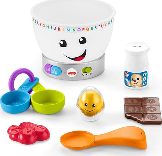 Fisher-Price Baby Learning Toy Laugh & Learn Magic Color Mixing Bowl with Pretend Food Music & Lights for Ages 6+ Months - Image 1