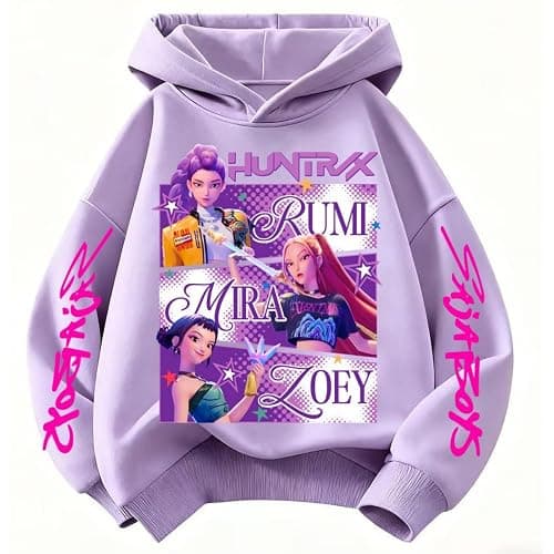 K-Pop Hoodie For Girls Teens Trendy Long Sleeve Sweatshirt Graphic Print Cozy Hunters Hoodies De-Mon Pullover thumbnail 2