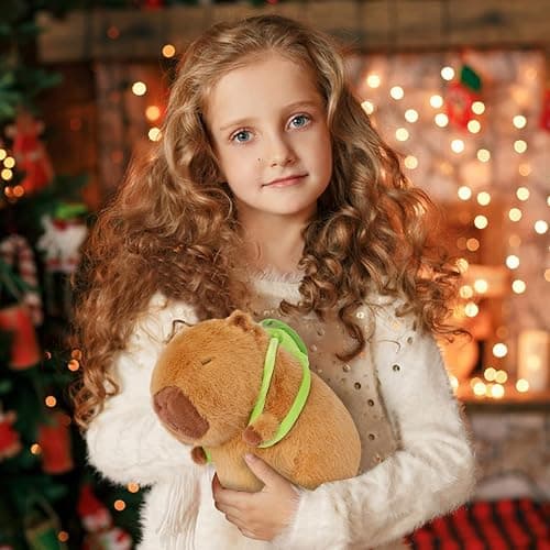 Poptrend Capybara Plush Toy, Cartoon Capybara Stuffed Animal Plush Cute Capybaras Doll with Turtle Pillow Brown Guinea Pig Toys Birthday Gift for Adults Kids (with Turtle) thumbnail 2