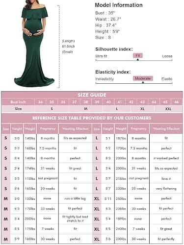 Glampunch Womens Off Shoulder Maternity Dress Ruffles Elegant Slim Gowns Fit Maxi Photography Dress thumbnail 5