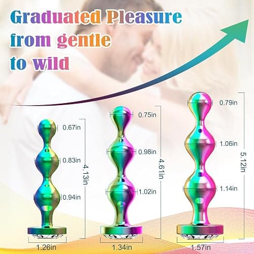 3 Pcs Metal Anal Butt Plugs Adult Sex Toys, Butt Beads with Heart Shaped Base, Jewelry Design Anal Beads for Men Women and Couples, Male Prostate Massager Anal Training Set for Beginners thumbnail 6