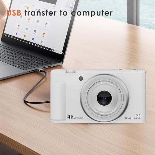4K Digital Camera for Photography 64MP Vlogging Camera for YouTube Video 2.8'' 270° Flip Screen Travel Cameras 16X Zoom Cameras with 32GB Card, 2 Batteries thumbnail 5