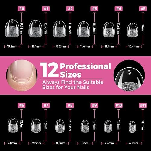 UNA GELLA Extra Short Oval Round Nail Tips 312pcs Short Oval Gel Nail Tips | Soft Gel Clear Press on Nails Full Cover Fake False Nails for Nails Extension DIY Salon at Home 12 Sizes thumbnail 7