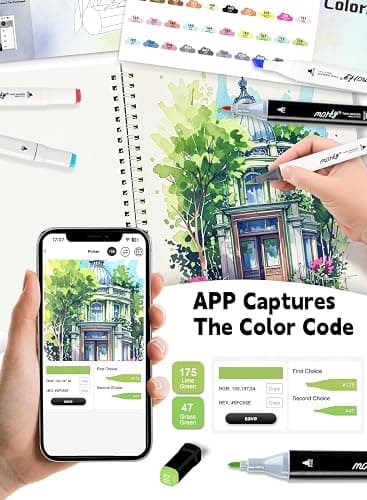 Brled 320 Colors Alcohol Markers with Free App, Chisel & Fine Tip Alcohol-Based Marker Set for Adults, Dual Tip Artist Markers for Drawing, Coloring Illustration, Painting and Great Gift Idea thumbnail 5