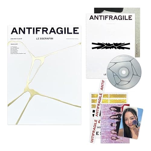 LE SSERAFIM ANTIFRAGILE Vol.2 IRIDESCENT OPAL Ver. Booklet Photocard + Postcard + Sticker + Antifragile Sticker + Folding Poster + 2 Pin Button Badges + 4 Extra Photocards - Image 1