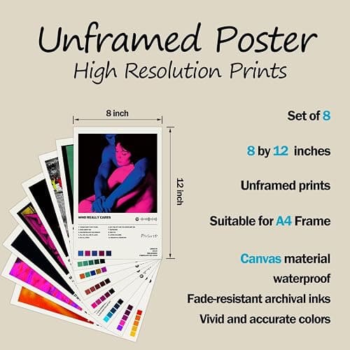 generisch TV Poster Album Cover Limited Edition Posters (Set of 8) Unframed 8inch X 12inch(20 X 30cm) Room Aesthetic Scannable Song Code Music Posters thumbnail 2