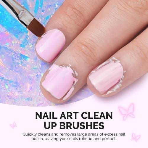 MelodySusie 4Pcs Nail Brush Kit, Flat/Oval/Angled/Carved Brushes Design for Gel Nail Art, Polish Application and Clean Up, Professional Manicure Tool Nail Brushes for DIY Home Salon Use thumbnail 2