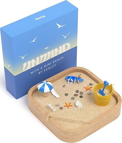 Mini Zen Garden - Beach Sandbox for Desk - Sand Tray Therapy Kit - Miniature Zen Garden Gift Set with Natural Sand, Rakes, Rocks and Accessories - Image 1