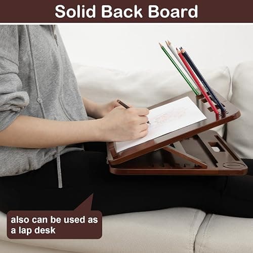 StrongTek Bamboo Table Easel, 16 x 12 Inch Adjustable Drawing Board, 6-Position Desktop Drafting and Sketching Board with Handle and Back Storage for Drawing, Painting, Reading and Writing thumbnail 4