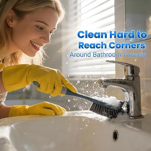 SSINBOANGI 3 Pack Hard Bristle Scrub Brush Set, Cleaning Brush Designed for Cleaning Shower, Bathroom Faucets, Tile Grout, Sink Edges, Around Toilets, and Hard to Reach Corners and Crevices thumbnail 9