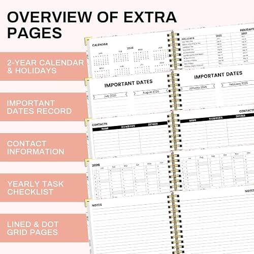 2026 Planner Weekly and Monthly Jan. 2026 to Dec. 2026 Hardcover 8.5" x 11" Planner for Women with Tabs Spiral Planners with Stickers 53 Weeks Schedule Yearly Agenda with Inner Pocket & Bookmark thumbnail 5