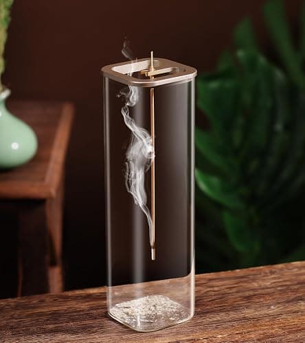 Insence-Stick Holder [Anti-Ash Flying], Modern Incense Burner Holder with Removable Glass Ash Catcher, for Home Decor Yoga Meditation - Image 1