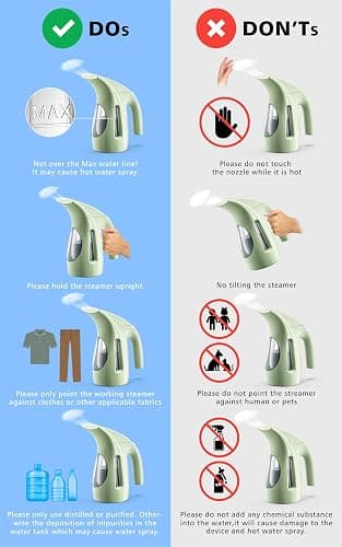 HiLIFE Steamer for Clothes, Portable Handheld Design, 240ml Big Capacity, 700W, Strong Penetrating Steam, Removes Wrinkle, for Home, Office and Travel(ONLY FOR 120V)(Green) thumbnail 7