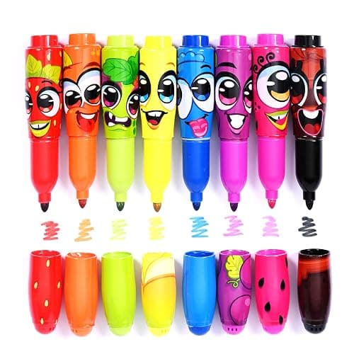 Scentos Jumbo Scented Markers for Kids, 8 Pack Fruit Scented Washable Markers, Non Toxic Chunky Design for Little Hands, Vibrant Colors, Super Washable Ink thumbnail 2