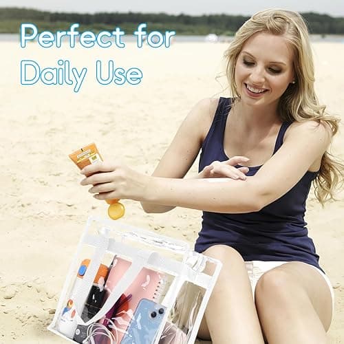 Hoiny Clear Bag for Stadium Events Approved, 12x6x12 Large Transparent Tote Bag with Zipper for Gym Concert Sports Festivals thumbnail 6