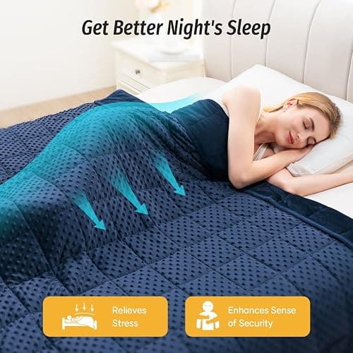 Wemore Minky Dot Weighted Blanket for Adults Twin Size 15 lb, Soft Heavy Blanket for Stress Relief and Sleep Promotion, Breathable Blanket for All-Season with Glass Beads, Navy Blue 60 x 80 inches thumbnail 3