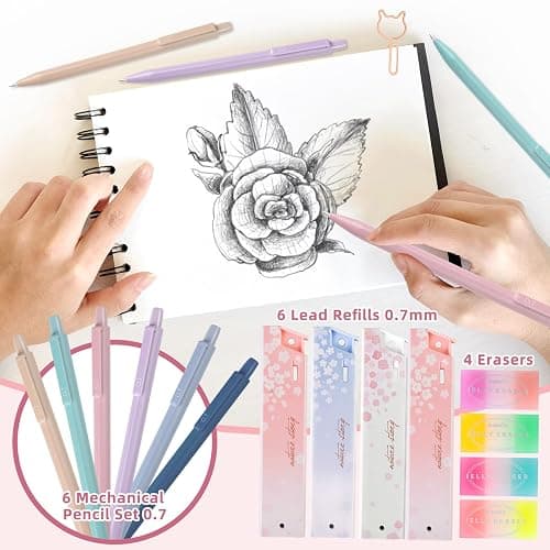 gyoyede 82pcs Aesthetic School Supplies Stationery Set with Pencil Case,Pastel Highlighters Gel Pens Mechanical Pencils 0.5 & 0.7mm,Essentials Stationary Set for Students Back to School Supplies thumbnail 6