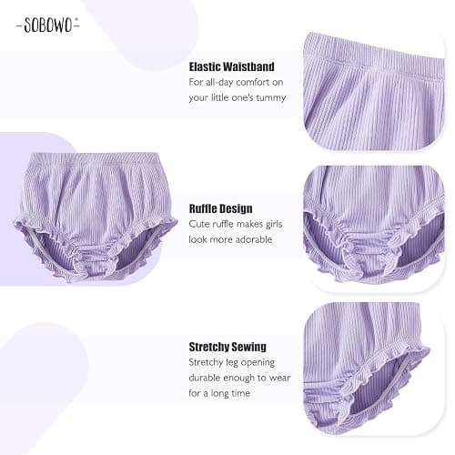 SOBOWO 3-Pack Bloomers for Baby Girls Diaper Covers Ribbed Ruffle Solid Triangle Baby Girl Shorts Summer Toddler Underwear thumbnail 6
