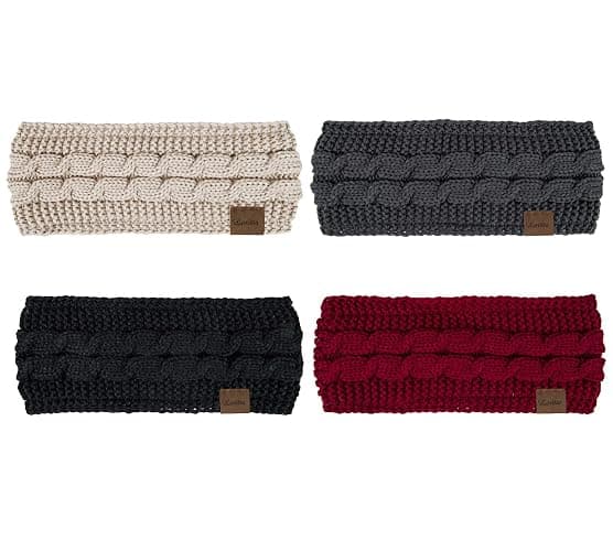 Loritta 4 Pack Womens Winter Headbands Fuzzy Fleece Lined Ear Warmer Cable Knit Thick Warm Crochet Headband Gifts thumbnail 3