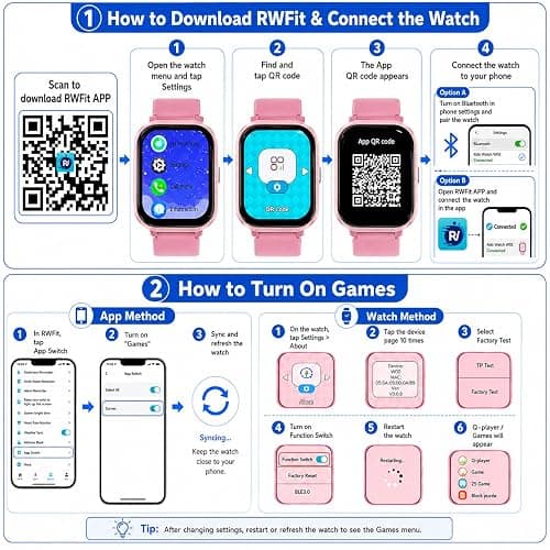 Kids Smart Watch 4-15 Ys, Standalone&APP Dual Use, Bluetooth Call, Kid Gift | 1.8'' IP68 Boys Girls Fitness Tracker, DIY Sports Modes, Heart Rate&Sleep Monitor, 13 Alarms, Weather, Smart Reminder, Games thumbnail 6