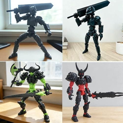 T13 3D Action Figure Set (Assembly Completed), 3D Printed Multi-Jointed, Dummy Titan 13 Action Figures, Multi-Articular Lucky Robot Nova T-13,Desktop Decorations for Game Lovers Toys(Black Red) thumbnail 6