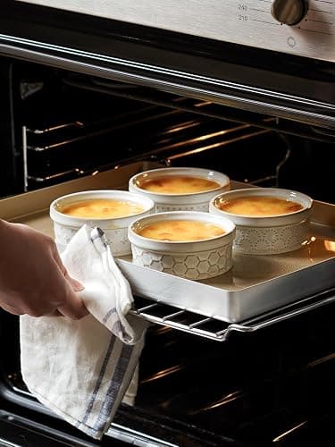 LE TAUCI Ramekins 4 oz Oven Safe for Creme Brulee, Charcuterie Boards Bowls for Souffle, Small Sauce Bowl, Ceramic Baking Dishes - 3.8 inch, Set of 4, Arctic White thumbnail 4