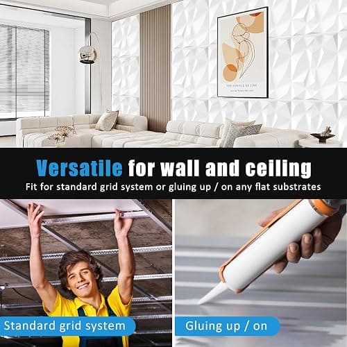 LeapBeast 3D Wandpaneele,Platten Paneele,POLYSTYROL MATERIAL 30 * 30cm Matt weiß, Dauerhaft, Nicht Verformbar, Wasserfest, Hitzebeständig, Geruchsneutral PVC Wandplatten,Gaming Zimmer (S150) thumbnail 4