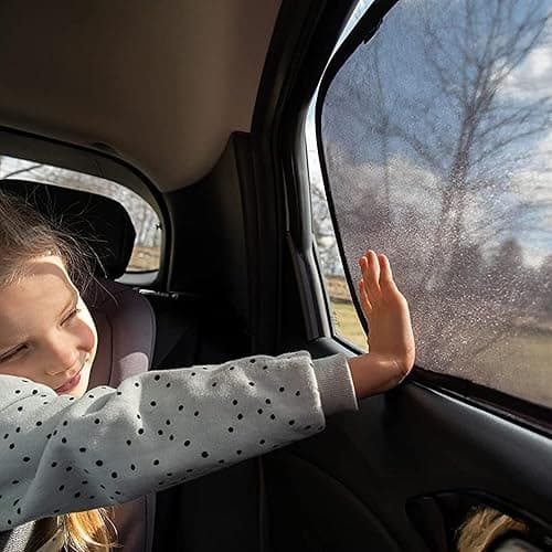 Enovoe Car Window Shades for Baby (2 Pack) - 21x14 Inches Sun Shade Blocker, Cling - Glare Shield and UV Rays Protection for Your Child - Side Windows Screens for SUV- Mesh Window Shades for car Baby - 21x14'' - 2 thumbnail 5