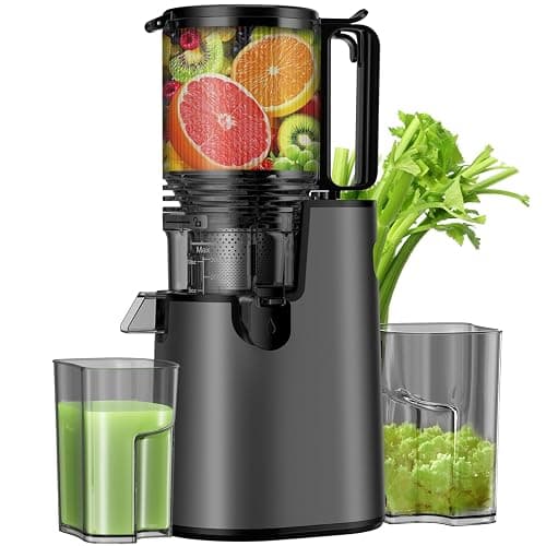 Cold Press Juicer, Juicer Machines with 5.4" Wide Feed Chute for Juice Extractor, Professional Slow Masticating Juicer for Whole Vegetables & Fruits with High Juice Yield, Easy to Clean (Black) - Image 1