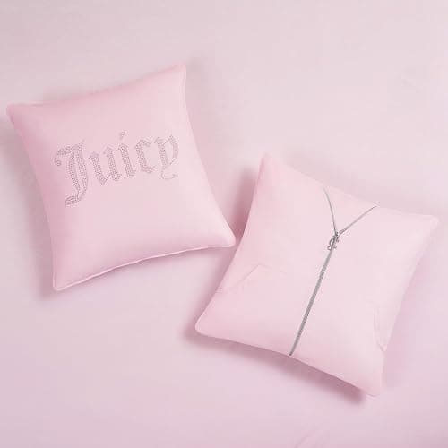 Juicy Couture Marshmallow Pink Velour Twin/Twin XL Comforter Set with Decorative Pillows - 4 Piece Luxury Bedding Ensemble thumbnail 6