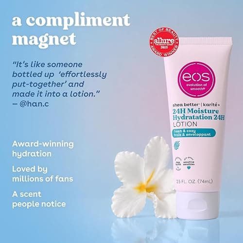 eos 24H Moisture Travel Body Lotion- Fresh & Cozy, Mini Size, 2.5 fl oz thumbnail 3