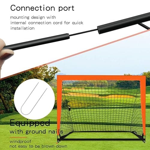 Theresduet 2 Pack 4’ x 3’ Size Portable Kid Soccer Goals for Backyard, Indoor and Outdoor Pop Up Soccer Goals, Orange, Theresduet thumbnail 5