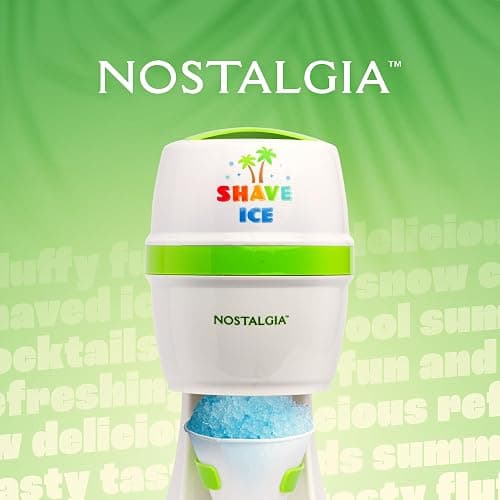 Nostalgia Snow Cone Shaved Retro Table-Top Slushie Machine - Includes 1 Reusable Plastic Cup and Ice Molds, White, Green thumbnail 7