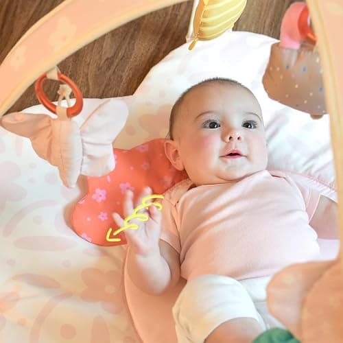Baby Play Gym & Activity Mat with Light-up Musical Arch, Washable Tummy Time Mat with 6 Detachable Sensory Toys for Motor Skills, Baby Essentials Shower Gift - Updated Spring Blossoms Themed thumbnail 4