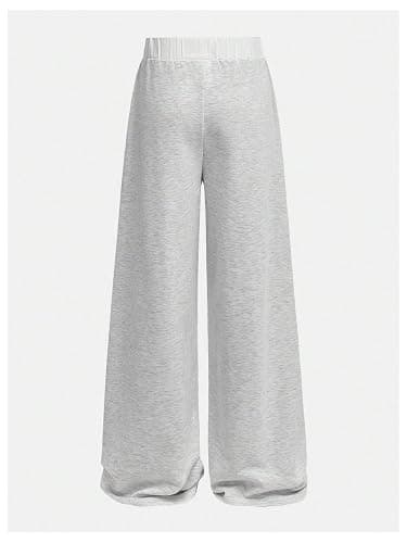 RoseSeek Girl's Wide Leg Baggy Sweatpants Patched Track Pant Joggers Trendy | High Elastic Waist, Long Trousers, Sweat Pants for Girls Size 10-12, Streetwear, Fall Outfits thumbnail 2