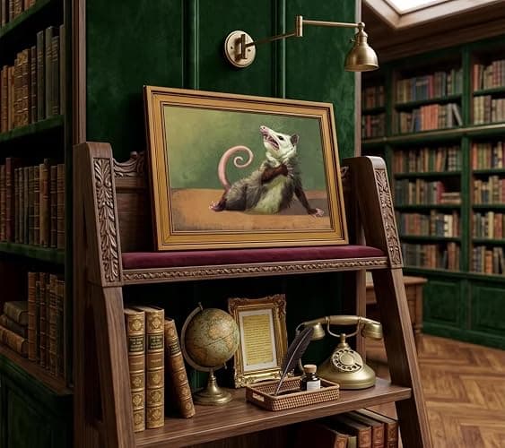 Gold Framed Funny Opossum Canvas Wall Art Humor Opossum Painting Picture Wall Decor Quirky Animal Poster Print Artwork for Living Room Bedroom Home Office Decroation 9x11in thumbnail 5