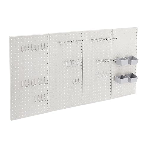 Amazon Basics Rectangular Metal Pegboard Wall Organizer, Tool Storage Organization System, Rust and Scratch Resistant, 48-Piece Kit, Gray - Image 1