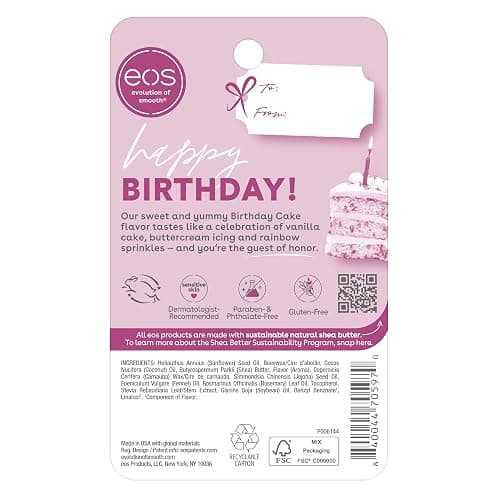 eos Natural Shea Lip Balm- Birthday Cake, All-Day Moisture Lip Care Products, 0.25 oz thumbnail 9