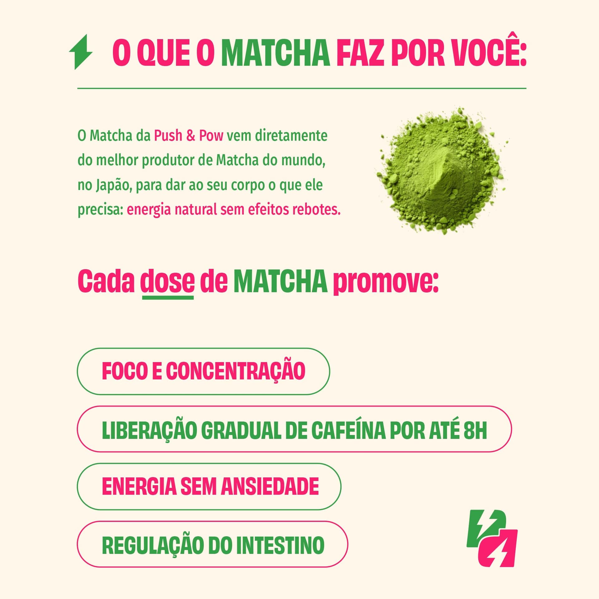 Push Matcha - 15 doses [30g] | Pó de Chá Verde Matcha Premium | Foco, Antioxidante e Energia Prolongada | café com leite, smoothie, receita | Colheita Japonesa thumbnail 3