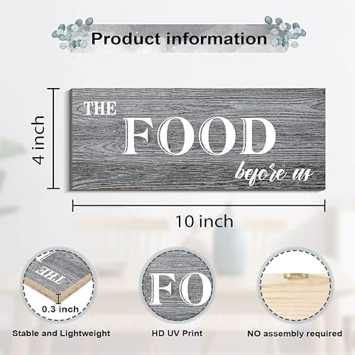 Creoate 4 Pieces Bless Food Family Love Signs for Kitchen Wall Decor Plaque, Home Farmhouse Rustic Decor, Wood Wall Hanging Decorations for Dining Room Kitchen, Christmas Gift for Home, Small (4 x 10 Inches) thumbnail 3