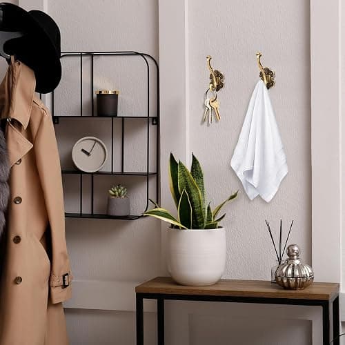 Zonon 4 Pcs Antique Gold Vintage Coat Hooks Decorative Towel Hooks for Bathrooms Antique Wall Hook for Hanging Purse Hat Keys Clothes Heavy Duty Unique French Country Curtain Holder for Wall thumbnail 2