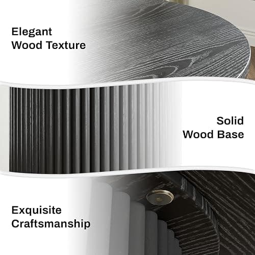 35.4" Round Wood Dining Table Fluted Kitchen Table Circle Dining Tables Modern Pedestal Tables Circular for 2-4 People, for Leisure, Coffee, Kitchen, Dining Room, φ35.4" x 29.9"H, Black thumbnail 4