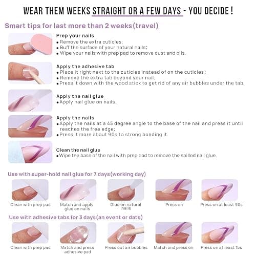 BTArtbox Press On Nails Short - White Soft Gel Press On Nail, Square Chrome Nail Tips Glue On Nails, Reusable Stick On Nails in 15 Sizes - 30 Soft Gel Fake Nails Kit, Vanilla Glazed thumbnail 7