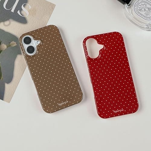 inewateri Compatible with iPhone 16 Case with Cute Fashion Polka Dot Aesthetics Design Simple Cases for Soft TPU Slim Protection Cover-Red thumbnail 5