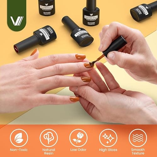 VANREESA 24 Pcs Fall Gel Nail Polish Set, 21 Colors Gel Polish with Base Coat Glossy & Matte Top Coat Orange Red Purple Green Brown Gel Polish Kit Nail Kit Gifts for Women thumbnail 4