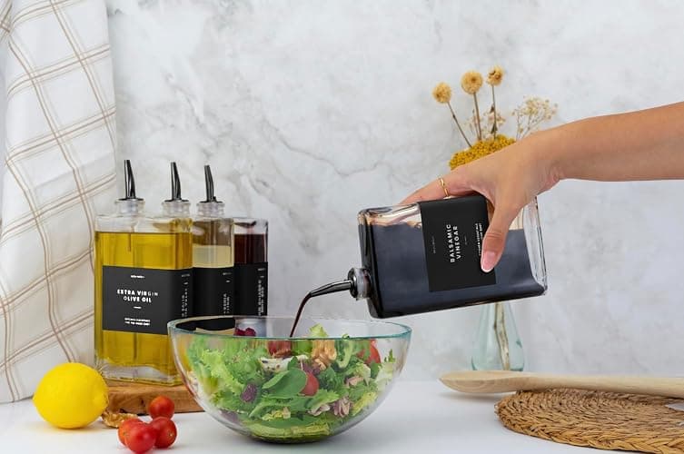 Molimoli Olive Oil Dispenser Bottle for Kitchen, Automatic Pourer, Glass Thin Bottle Dispenser for Kitchen, Olive Oil Cruet, | Set of 2 - Black thumbnail 6