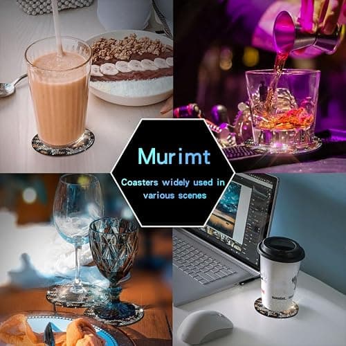 Murimt Bling Car Accessories Water Coaster for Women,Leopard Print Rhinestone Car Coasters, Drink Coasters 2.75in(2 pcs) thumbnail 6